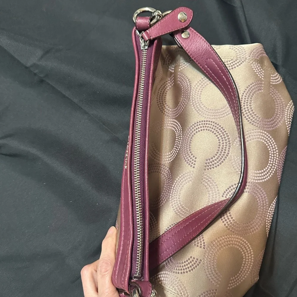 Coach Maroon and Taupe Shoulder Bag - Picture 4 of 9